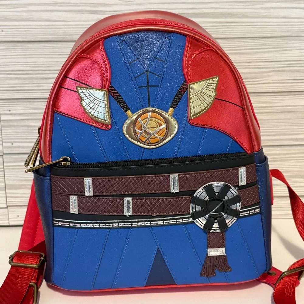 NWT Loungefly Marvel Metallic Dr Strange Cosplay Mini Backpack Eye Of Agamotto